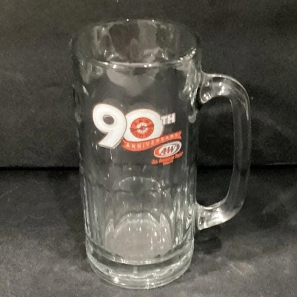 A&W Root Beer 90th Anniversary Mug, Vintage Heavy‎ Glass, Replacement Drinkware